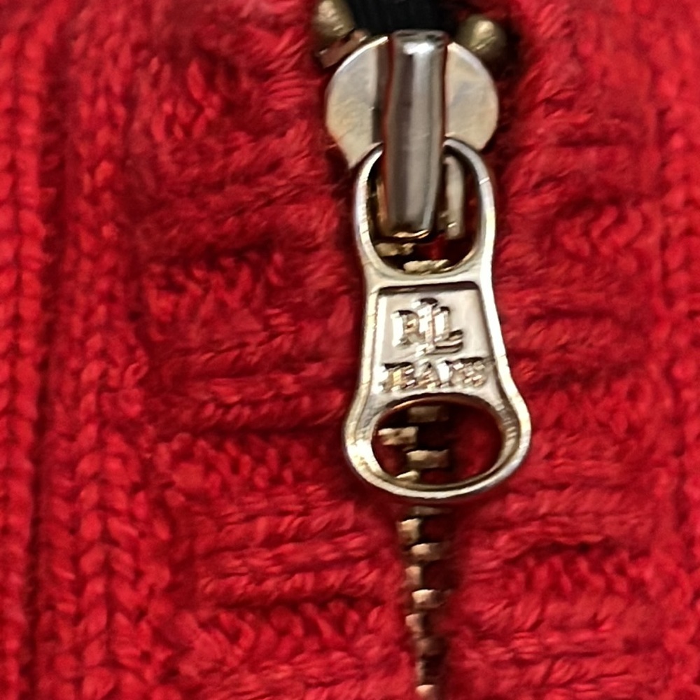RALPH LAUREN JEANS COMPANY Red Half-Zip Sweater Sz M - Picture 6 of 6